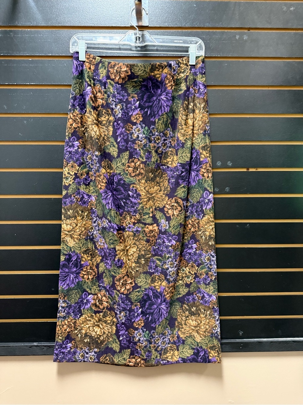 Briggs New York Floral Midi Skirt Purple Tapestry Print Size 10
